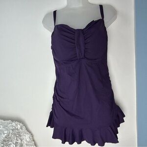 Lands End Purple Swim Dress 8 Mast